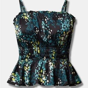 Plus Size Torrid Black and Green Patterned Camisole